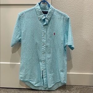 Polo by Ralph Lauren Men's Aqua Checkered Shirt Medium